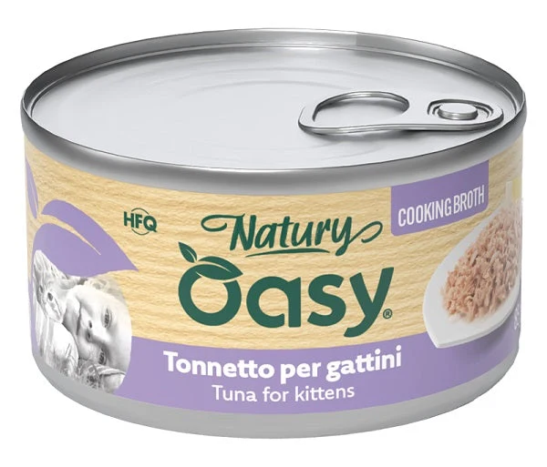 Oasy Wet Cat Natury Cooking Broth Tonnetto per Gattini Lattina 85 g