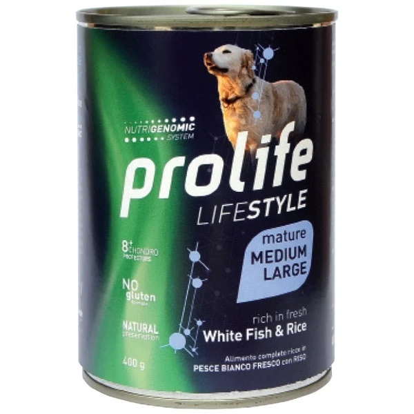 Prolife Lifestyle Pesce Bianco Fresco Cibo Umido Per Cani Maturi Taglia Media/Grande Lattina 400g