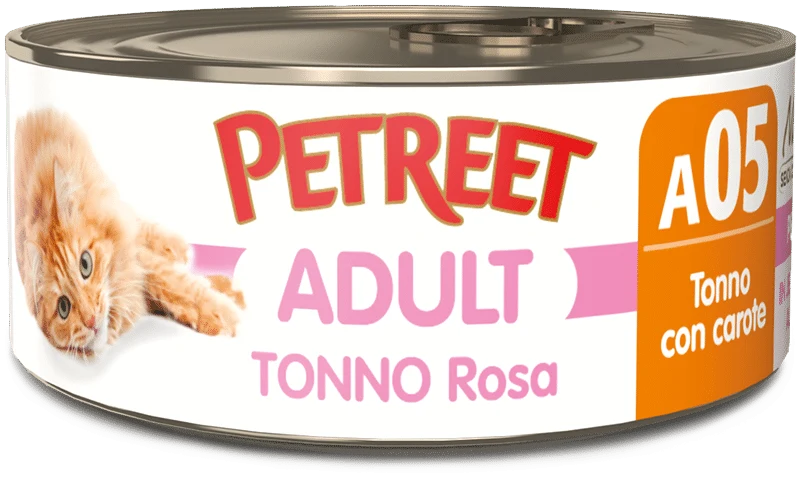Petreet Tonno Rosa Con Carote Cibo Umido Gatto Adulto Barattolo70g