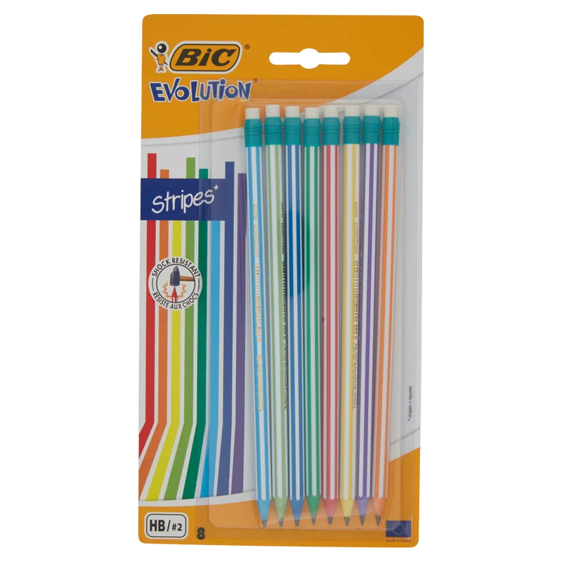 Bic Evolution Stripes HB/#2 8 pz