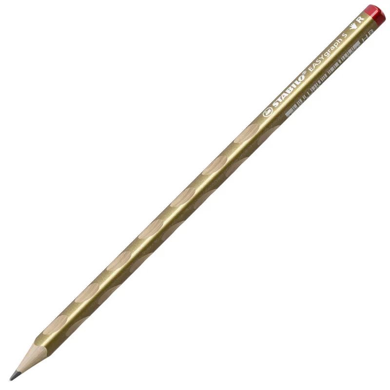 Matita Ergonomica triangolare - STABILO EASYgraph S Metallic per Destrimani in Oro - Confezione da 12 - Gradazione HB