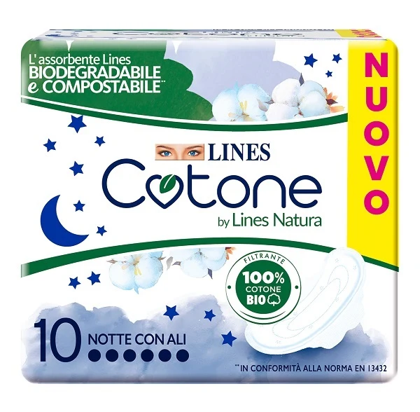 Lines cotone bio ultra notte 10 pezzi