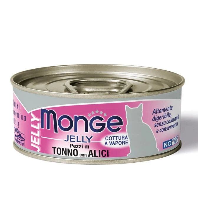 Monge Jelly Pezzetti di Tonno e Alici Cibo Umido Per Gatti Adulti 80g