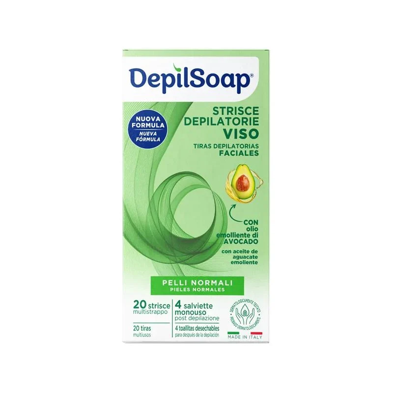 Depilsoap 20 Strisce Depilatorie Viso Pelli Normali