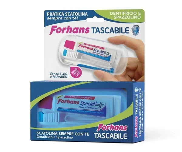 FORHANS TRAVEL KIT TASCABILE COMPOSTO DA SPAZZOLINO DA VIAGGIO + FORHANS SPECIAL PASTA DENTIFRICIA TUBETTO 12,5 ML