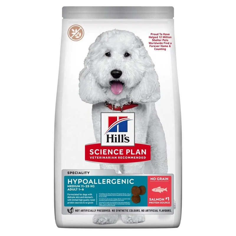 Hill's Science Plan Hypoallergenic Adult Crocchette al Salmone Per Cani Taglia Media Sacco 2,5 kg