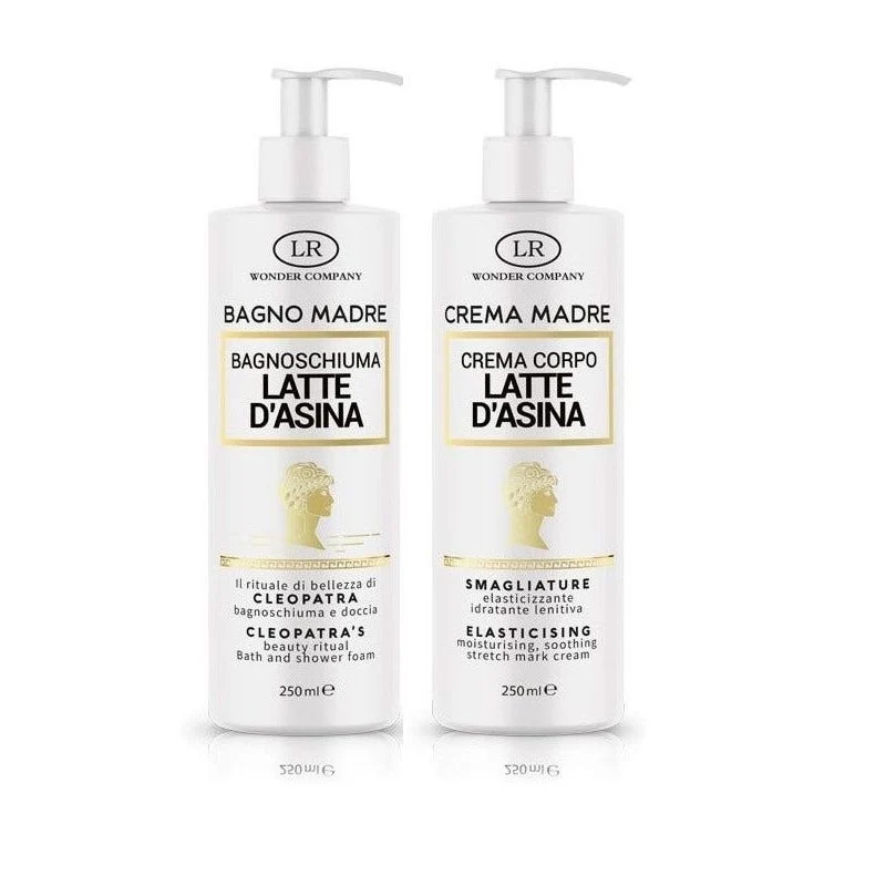 LR Wonder Company Cofanetto Crema Madre al Latte d'Asina bagnoschiuma 250ml + crema corpo 250ml