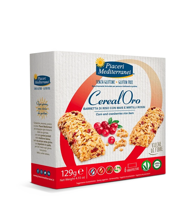 Piaceri Mediterranei CerealOro Barretta Riso Mais Mirtilli Rossi 6 Pezzi