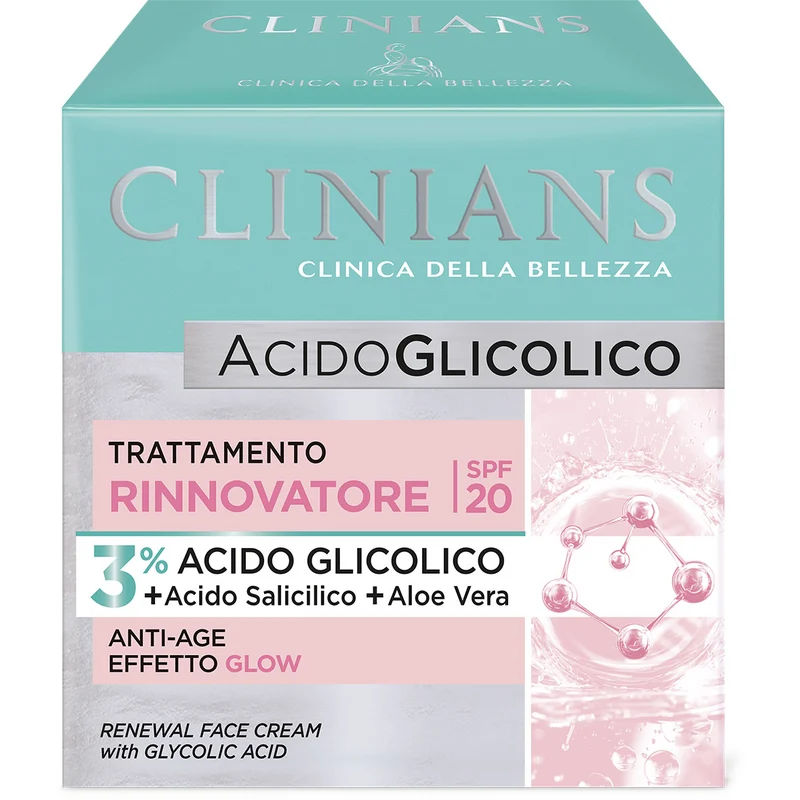 Clinians Acido Glicolico Trattamento Rinnovatore Viso Spf20 50 Ml