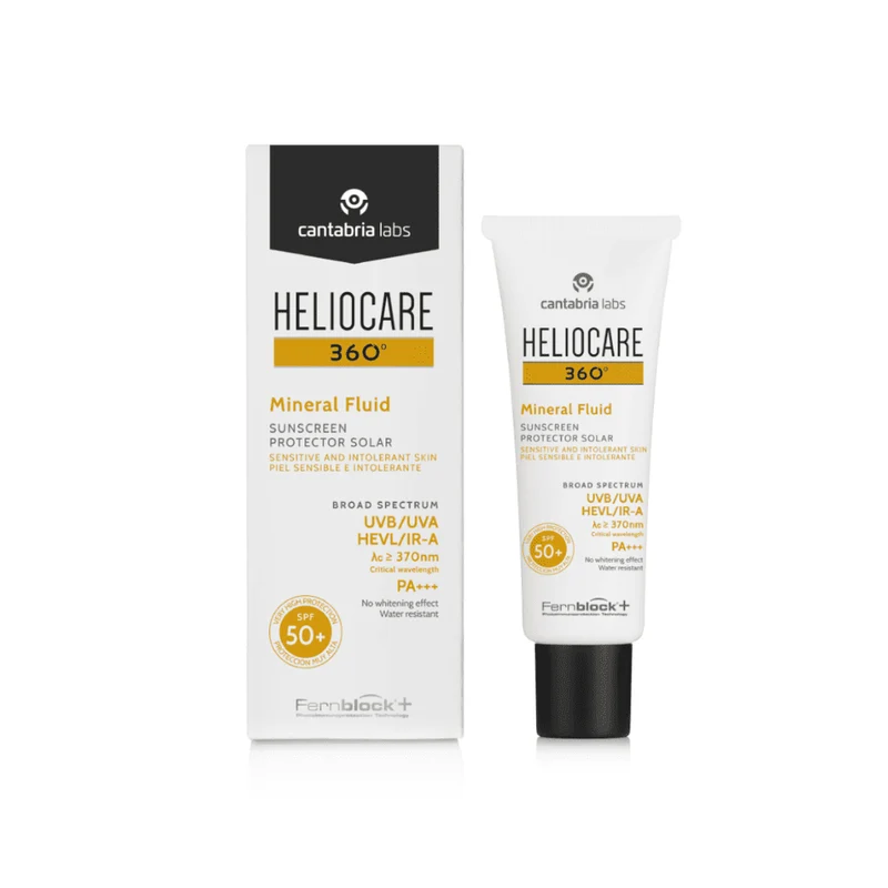 Heliocare 360° Mineral Fluid SPF 50+ – Protezione Solare Pelle Sensibile Viso e Corpo 50ml