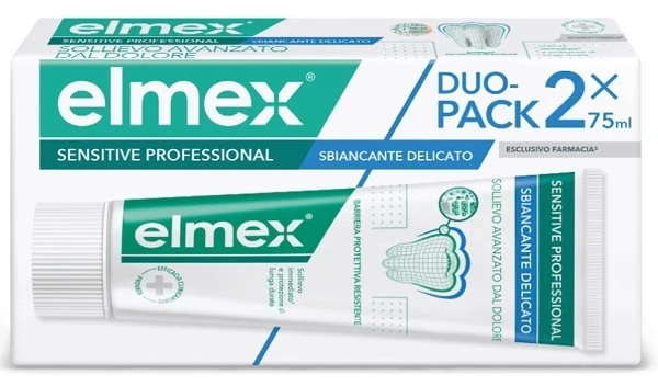 Elmex Sensitive Professional Dentifricio Sbiancate Delicato, Confezione bipack, 2x75ml