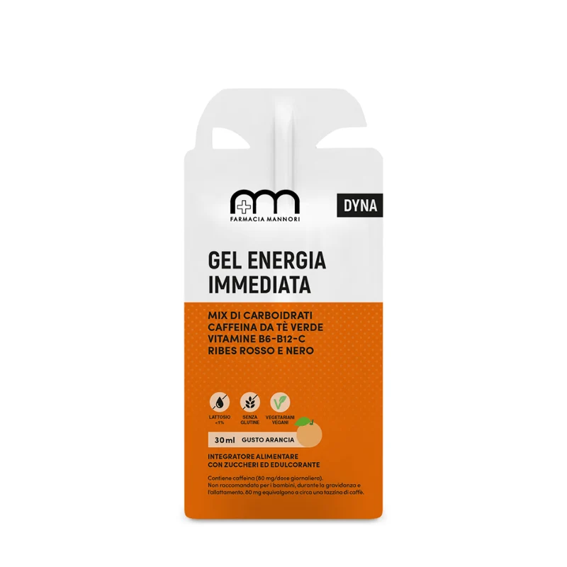 Gel Energia Immediata Dyna, Supporto per Attività fisica, Gusto Arancia, Farmacisti Preparatori, 30ml