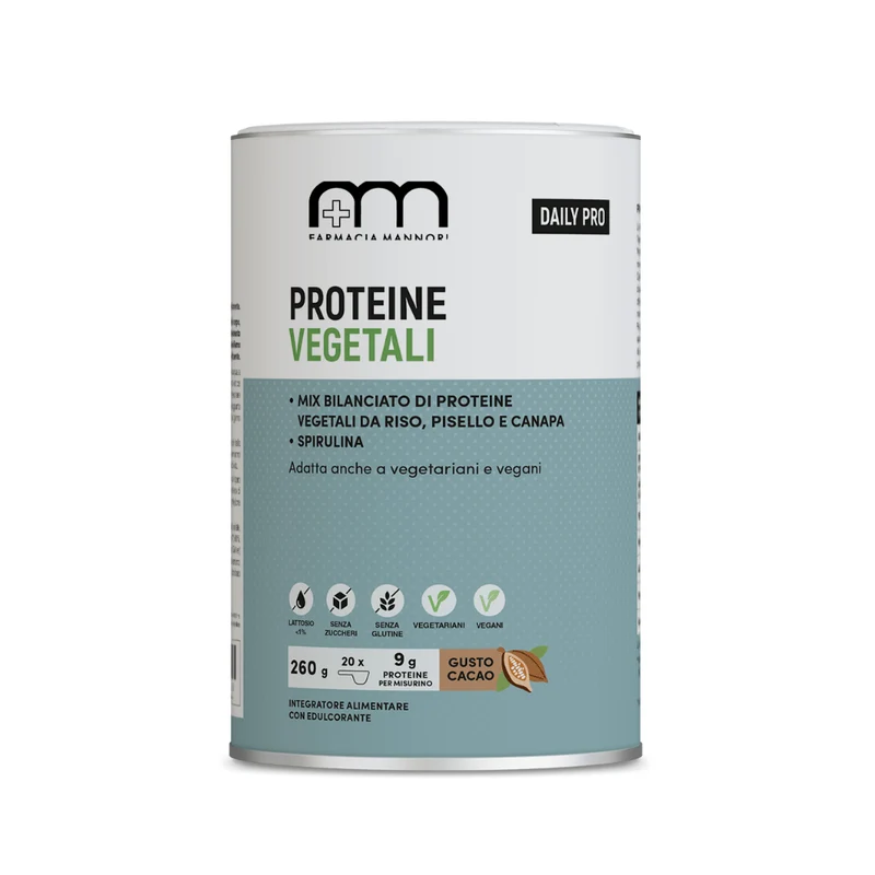 Proteine Vegetali Dailypro, Gusto Cacao, Proteine in polvere da riso, pisello e canapa, Farmacisti Preparatori, 260g