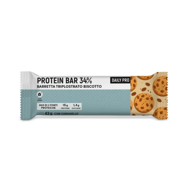 Protein bar 34% - barretta proteica triplo strato, Gusto Biscotto, farmacisti preparatori, 43g