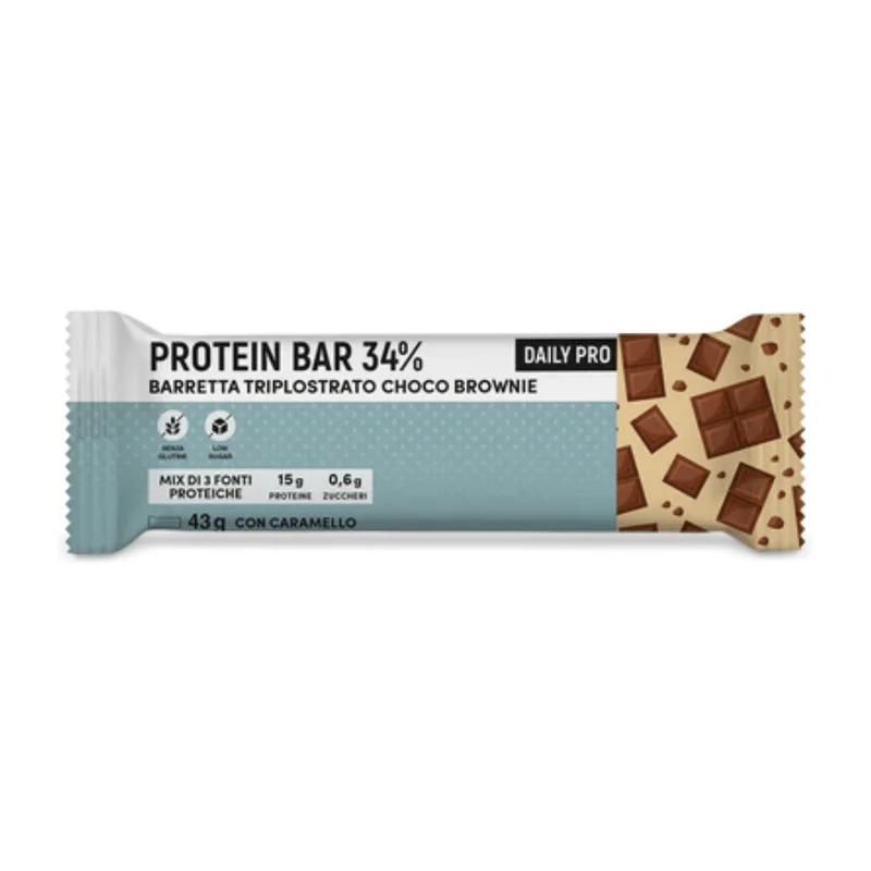 Protein Bar 34% - Barretta proteica triplo strato, Choco Brownie, Farmacisti Preparatori, 43g