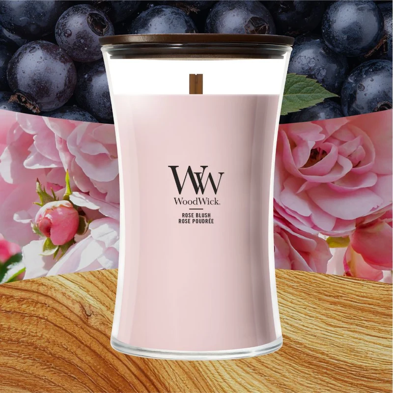 WoodWick Lrg Hourglass Rose Blush 610g