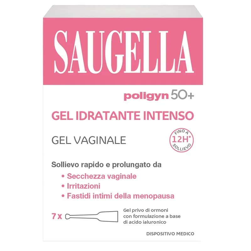 Saugella Poligyn 50+ Gel Idratante Intenso per Secchezza Vaginale 7 Tubetti Monodose da 4ml