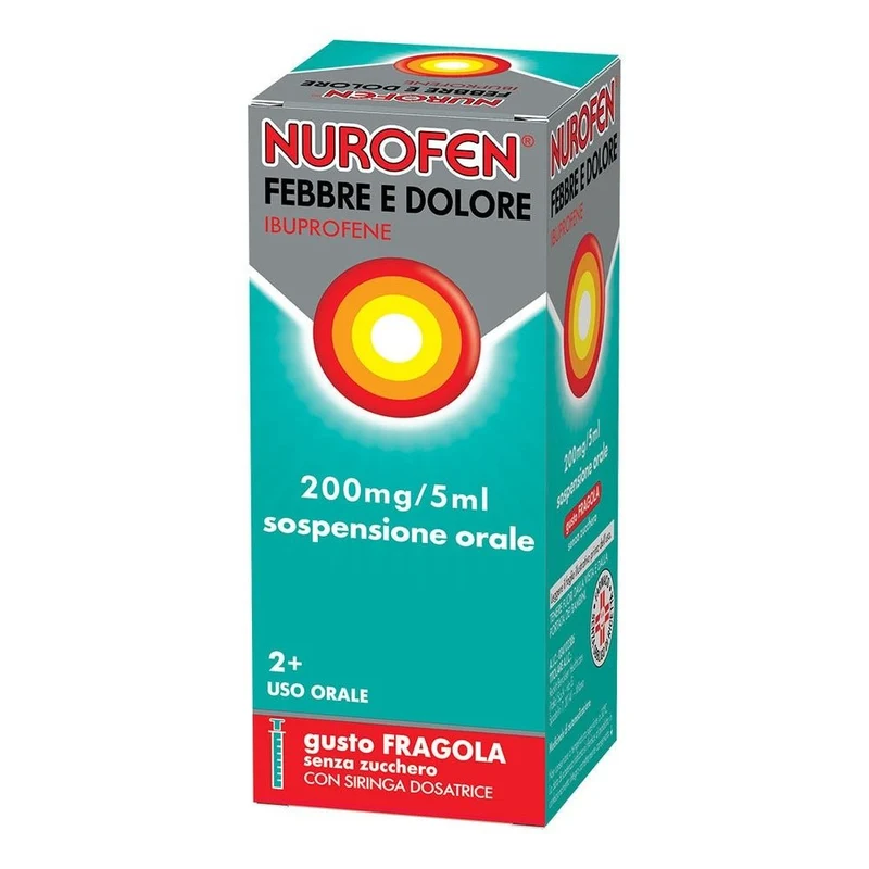 Nurofen Febbre e Dolore 200mg/5ml sospensione orale gusto fragola senza zucchero 100ml