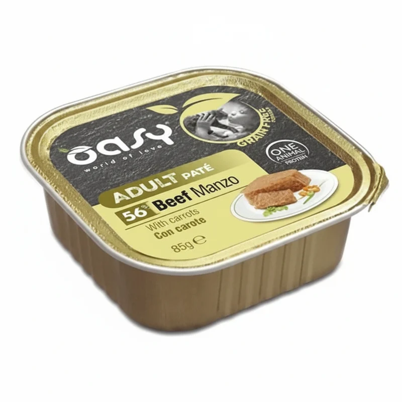 Oasy Wet Cat Grain Free Adult Manzo Carote Vaschetta 85 g
