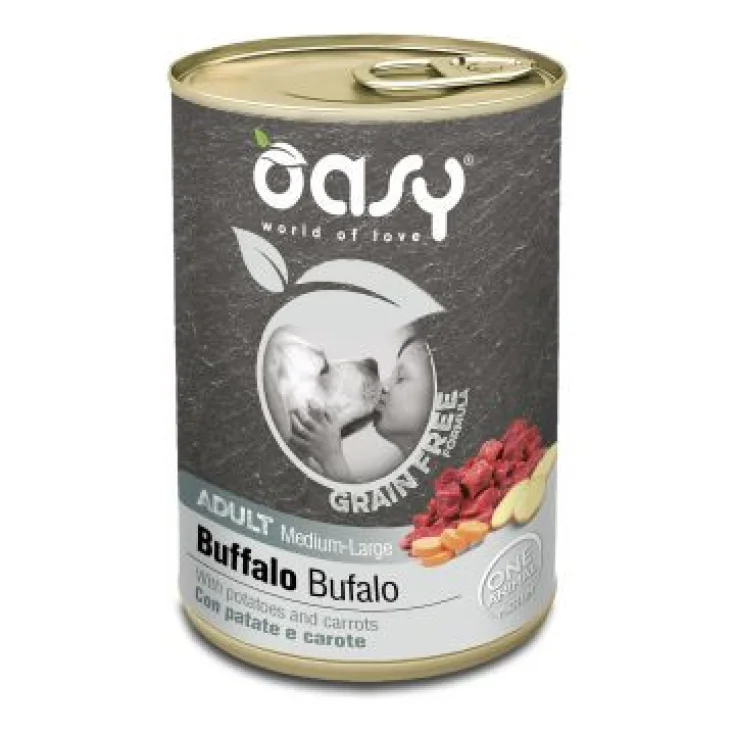 Oasy Wet Dog Grain Free Adult Medium/large Bufalo Lattina 400 g