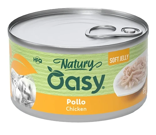 Oasy Wet Cat Natury Soft Jelly Pollo Lattina 150 g