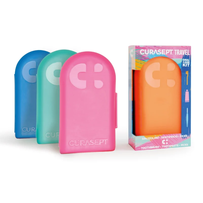 Curasept Travel Arancio Kit Oral Care - Spazzolino + Dentifricio + Picks