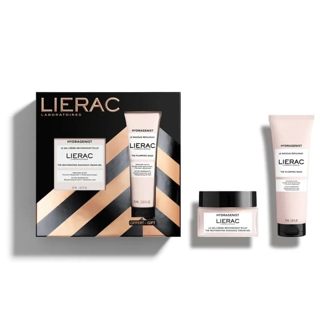 Lierac Cofanetto Natale Hydragenist, Gel Crema Reidratante 50ml + Omaggio Maschera Rimpolpate 75ml