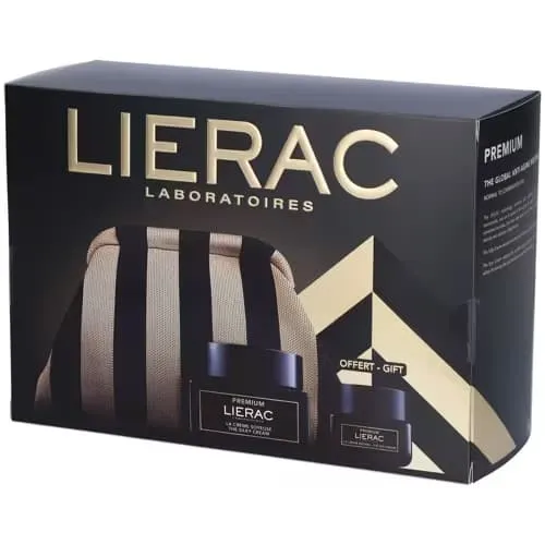 Lierac Cofanetto Premium, Crema Soyeuse Premium Idratante 50 ml+ Crema Contorno Occhi Premium Anti-Rughe 20 ml + Pochette in Regalo