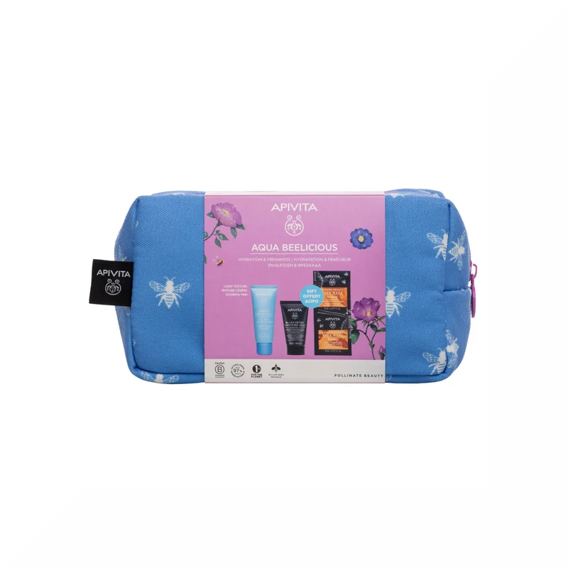 Apivita Aqua Beelicious Texture Leggera+ Gel Detergente Viso+ Maschera+ Pochette