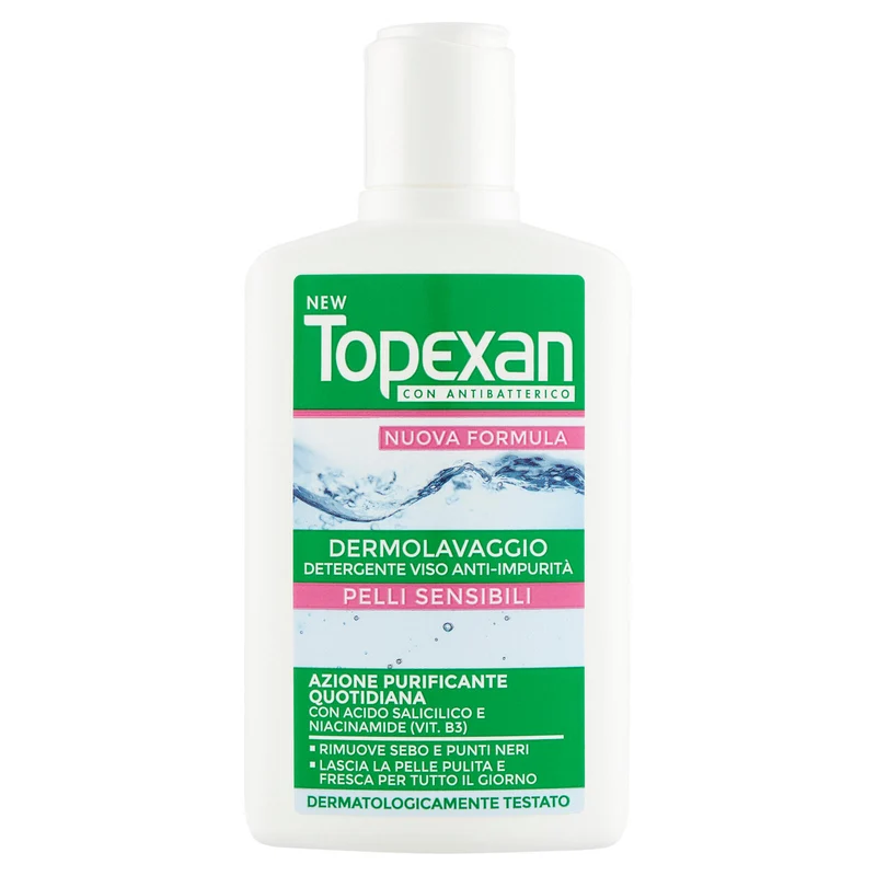 New Topexan con Antibatterico Dermolavaggio Detergente Viso Anti-Impurità Pelli Sensibili 150 ml
