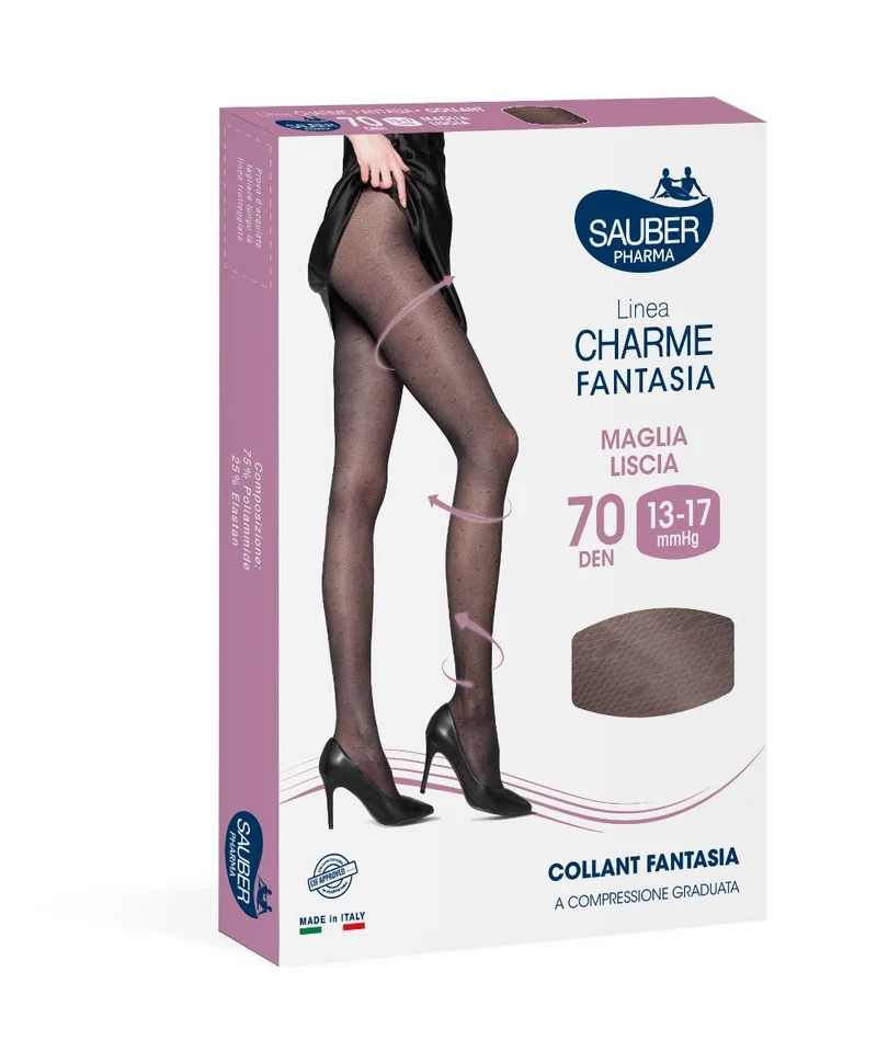 Sauber Linea Charme Fantasia Collant 70 Den Rombi Pois Taglia 3