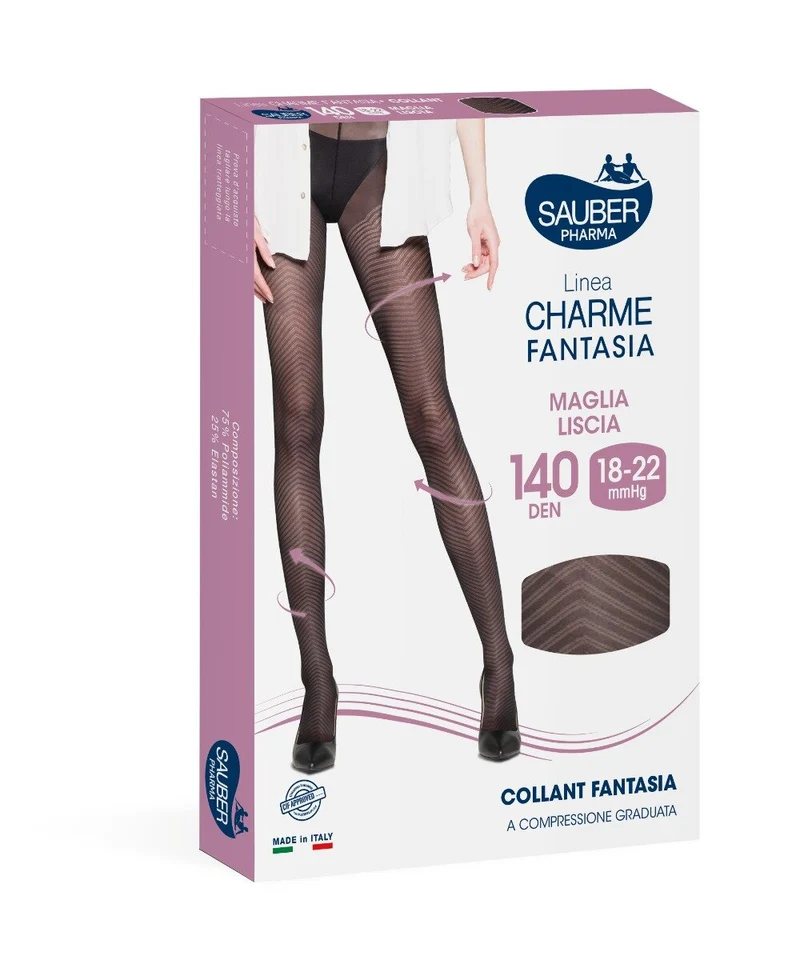 Sauber Linea Charme Fantasia Collant 140 Den Spigata Chic Nero Taglia 3