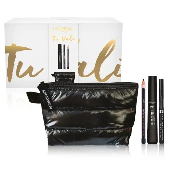 L'Oréal Paris Self Confidence Box Mascara+Eyeliner+Matita Occhi+Beauty Piumino