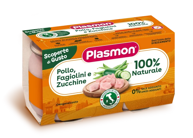 PLASMON OMOGENEIZZATI POLLO FAGIOLINI ZUCCHINE 2 PEZZI DA 120 G