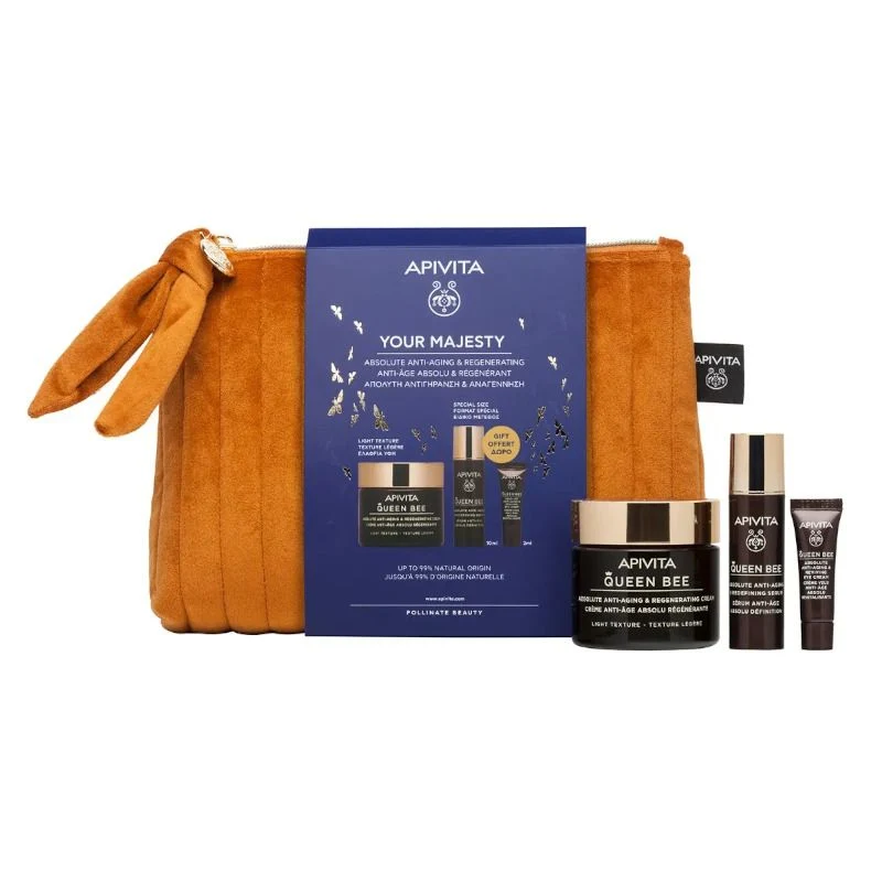 Apivita Cofanetto Queen Bee Crema Anti-età Assoluta Texture Leggera+Siero Anti-età Assoluto 10ml+Con