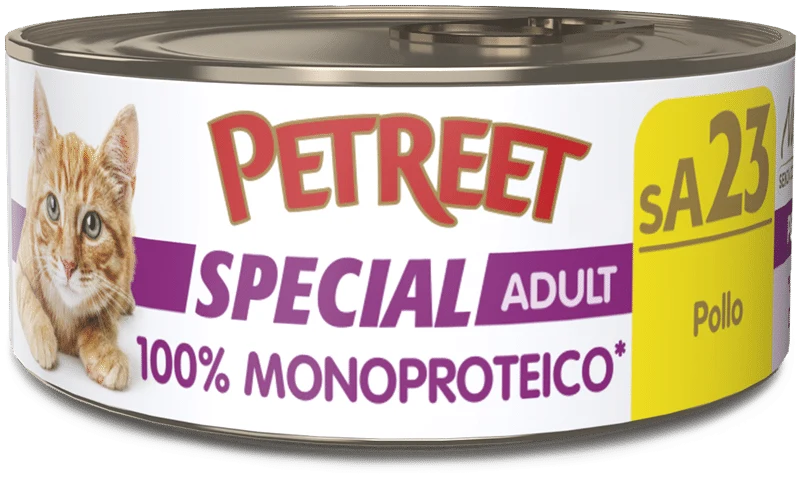 Petreet Monoproteico Pollo Cibo Umido Gatto Adulto Barattolo 60g
