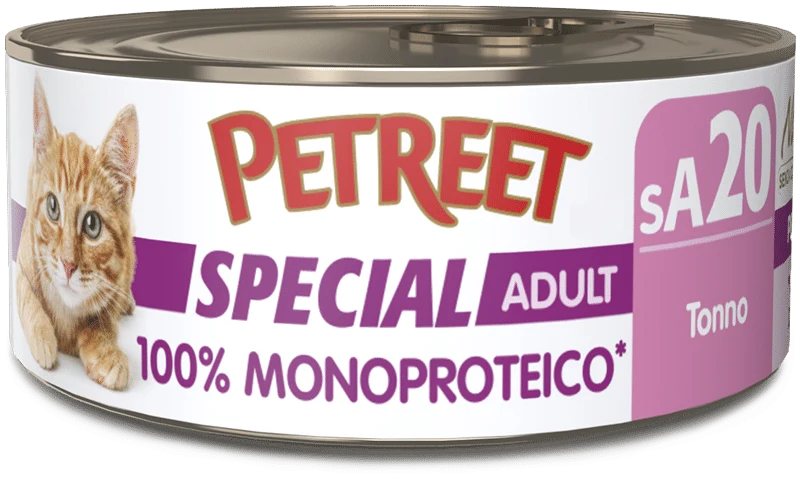 Petreet Monoproteico Tonno Cibo Umido Gatto Adulto Barattolo 60g