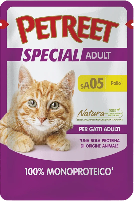 Petreet Monoproteico Pollo Cibo Umido Gatto Adulto Bustina 70g