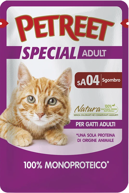 Petreet Monoproteico Sgombro Cibo Umido Gatto Adulto Bustina 70g