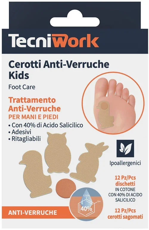 CEROTTO ANTI VERRUCHE BIMBI 12 PEZZI + 12 FIXING ANIMIALI TERRA COLORE BEIGE