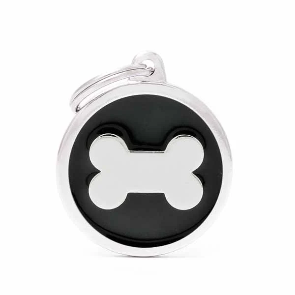 Black Big Circle Bone Medaglietta per Collare