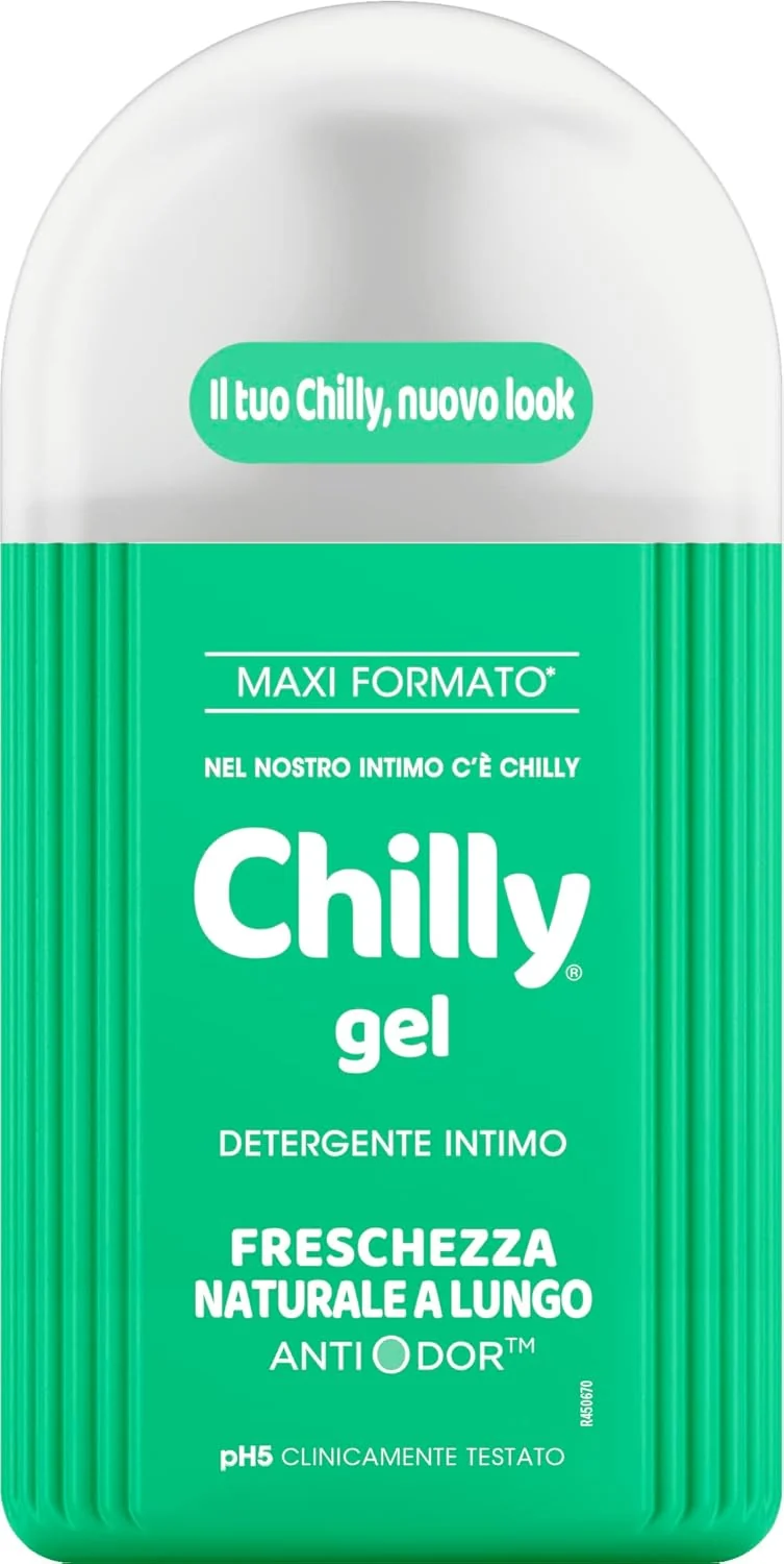 Chilly, Detergente Intimo Gel, Freschezza naturale a Lungo, con Mentolo Naturale, pH 5, Clinicamente Testato - 300 ml