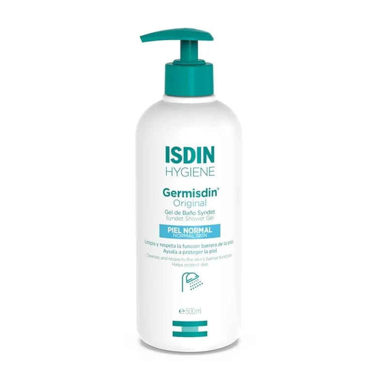 ISDIN Germisdin Igiene corpo con agenti antisettici 500ml, Gel da bagno Syndet per uso quotidiano, Adatto a una pelle normale e/o delicata