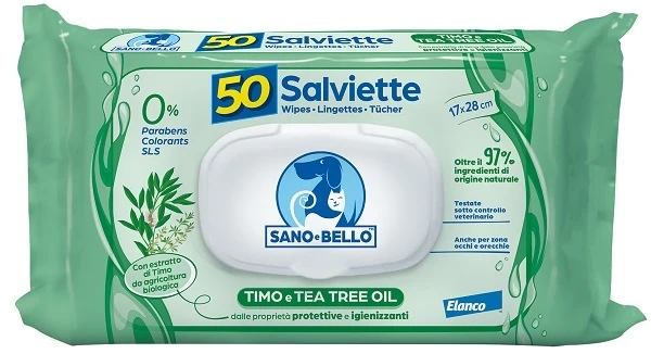 Sano e Bello Salviette Detergenti Timo & Tea Tree Oil 50 Pezzi