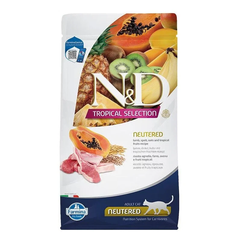 Farmina N&D Cat Tropical Selection Neutered Lamb Per Gatti Sterilizzati 4kg + 1kg Omaggio
