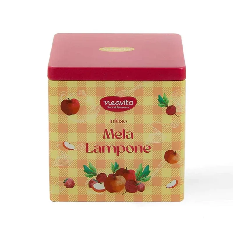 Neavita Infuso Mela E Lampone Bio 10 Filtroscrigno In Square Tin Happy Fruits Giallo