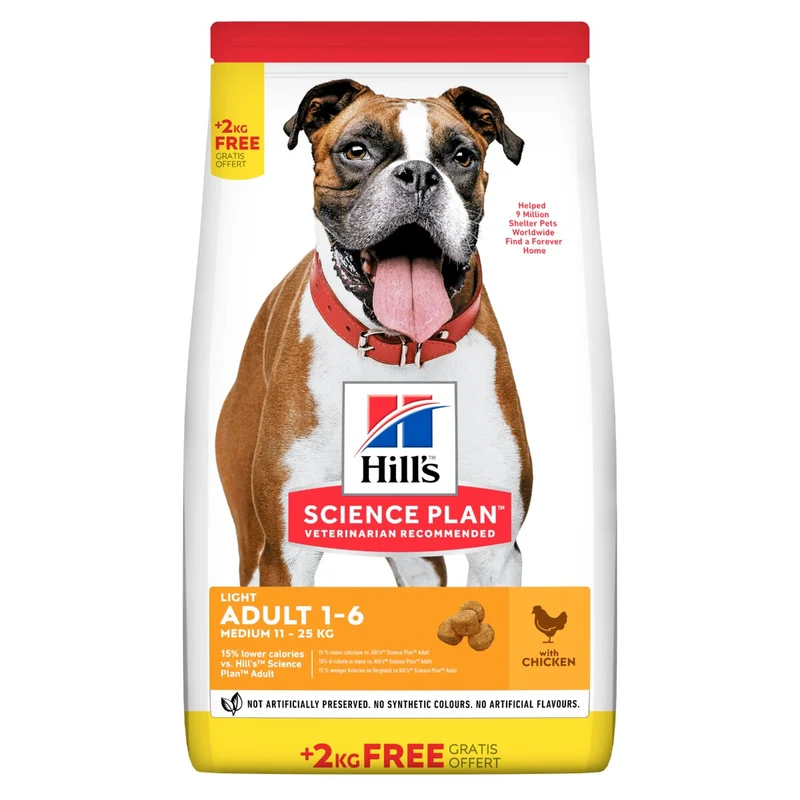 Hill's Science Plan Light Adult Crocchette Con Pollo Per Cani Taglia Media Sacco 14 Kg