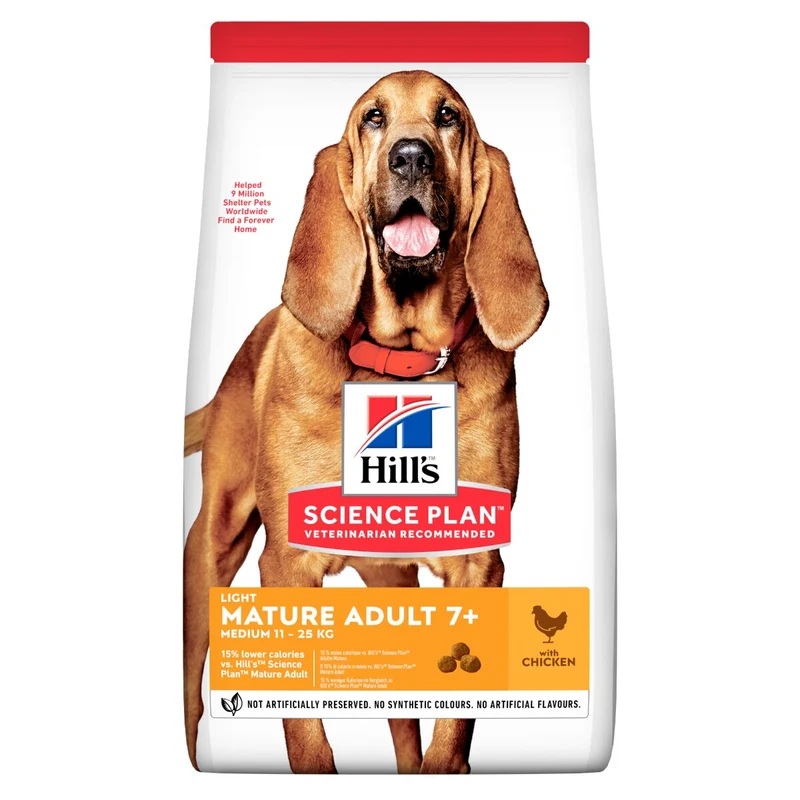 Hill's Science Plan Light Mature Adult Crocchette Con Pollo Per Cani Taglia Media Sacco 14Kg