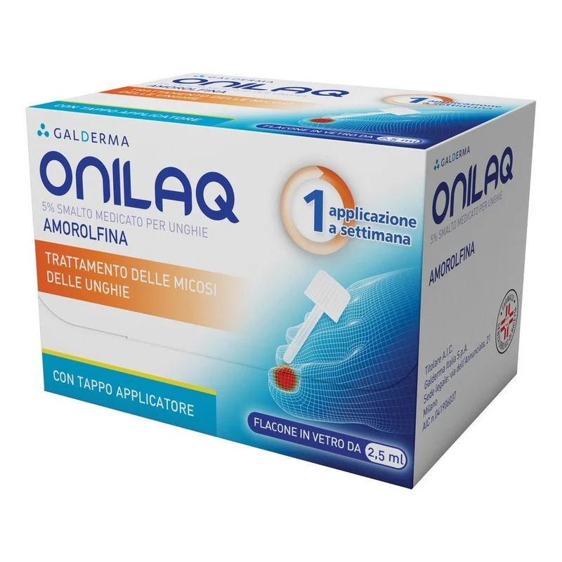 Onilaq 5% smalto medicato per unghie 2,5ml con tappo applicatore e accessori