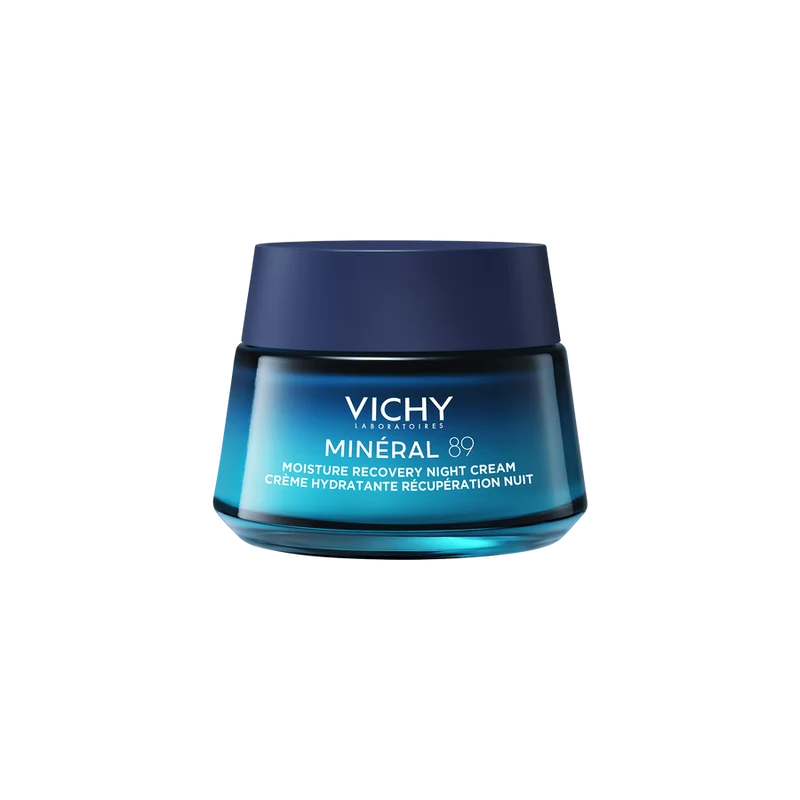 Vichy Minéral 89, Crema Notte Idratante, Per Tutti i Tipi di Pelle, Pelle Idratata e Rimpolpata, Con Acido Ialuronico, Vitamine B3 ed E, Minerali e Melatonina, 50 ml
